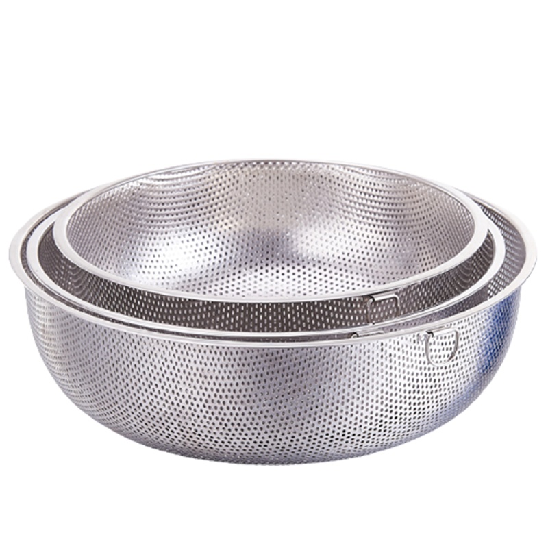 304不锈钢沥水篮洗菜盆漏盆 烘焙精灵家用厨房淘米器筛圆形滤水盆果蔬篮子_加厚款单环31.5cm#