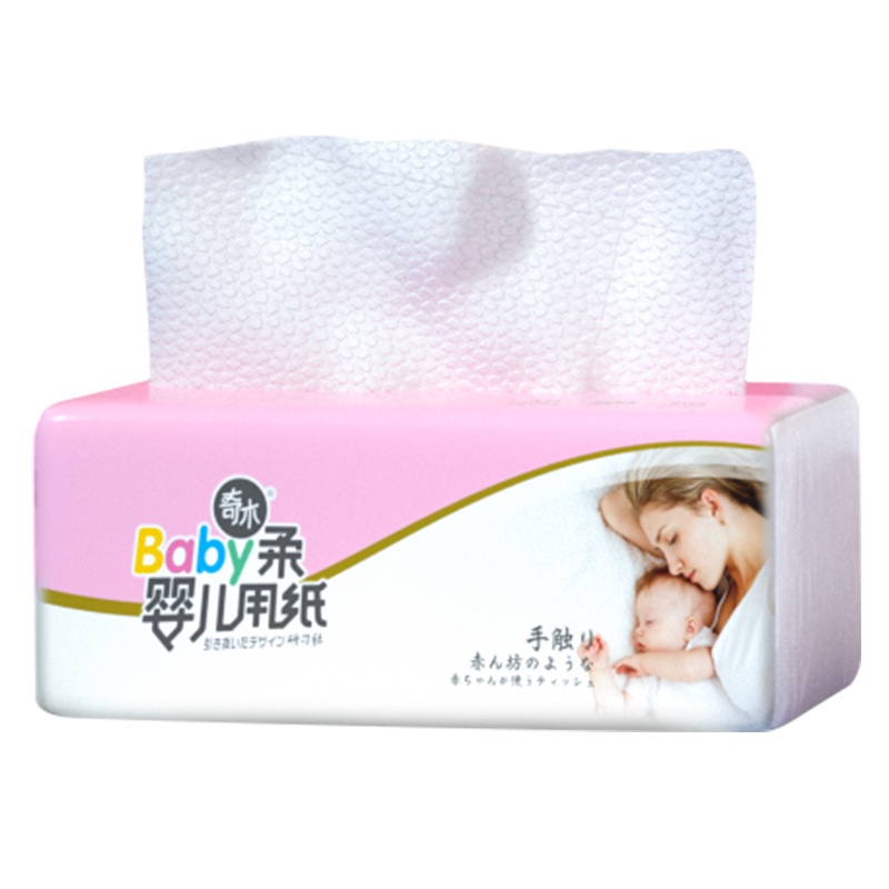 奇木婴儿纸巾宝宝专用柔软卫生面巾纸抽纸家用大号整箱家庭实惠装190*188四层加厚24包