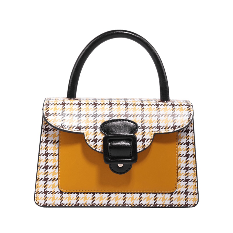 都宝路(dubaolu) 2020早秋新款英伦风ins撞色格子手提单肩斜挎小方包