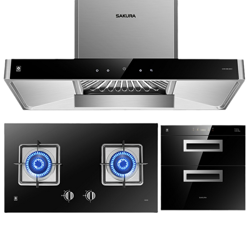 樱花(SAKURA)烟灶套餐厨电三件套欧式20立方抽油烟机燃气灶具热水器套装PTC03+BGC1T+NJP007S天然气