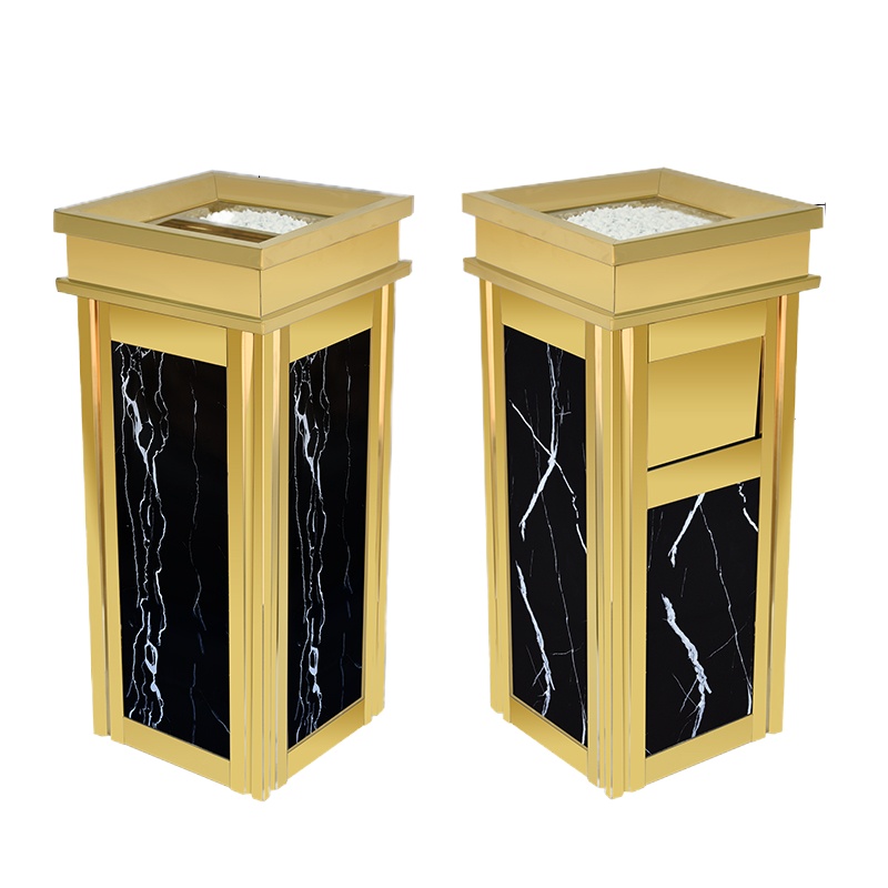 企购优品 垃圾桶 酒店堂立式不锈钢厅电梯口带灰缸灰桶 不锈钢黑金花