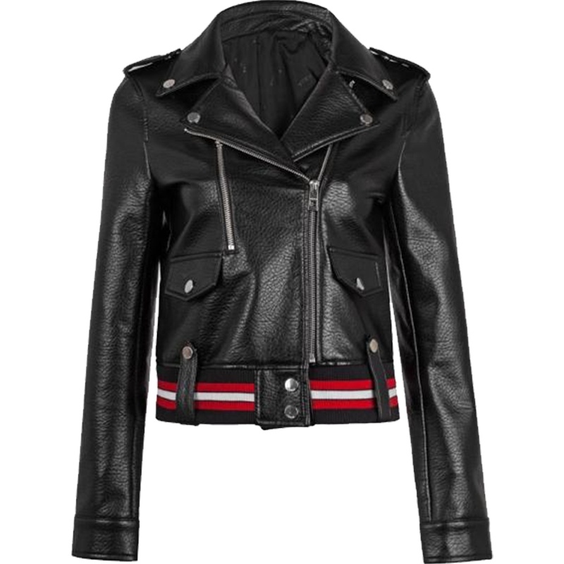 【热卖】短款皮衣女式黑色2018新款春季韩版帅气加厚长袖修身夹克机车外套20011628