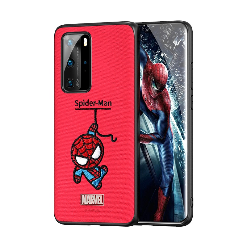 ESCASE 华为P40pro+手机壳40pro+保护套 硅胶软边全包防摔复联授权刺绣工艺黑红色蜘蛛侠雷神灰