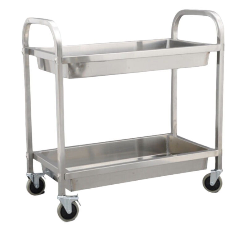 安赛瑞 不锈钢收碗车 酒店餐厅配送手推车 二层餐厅送餐车 方管收碗车 大号27198
