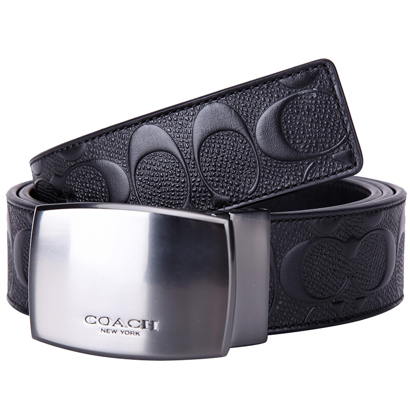 COACH 蔻驰 奢侈品 男士黑色皮质腰带皮带男