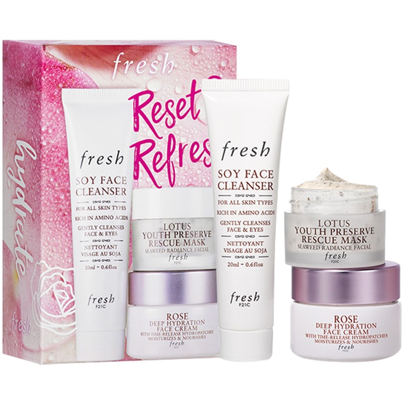馥蕾诗明星单品随行礼盒（大豆洁面凝露20ml+玫瑰面霜15ml+睡莲面膜15ml）