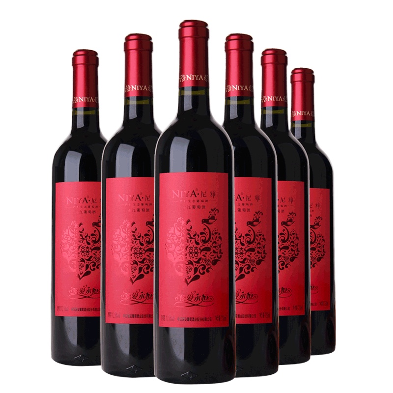 尼雅（NIYA）红酒 臻爱永恒赤霞珠干红葡萄酒750ml*6 婚宴干红整箱装