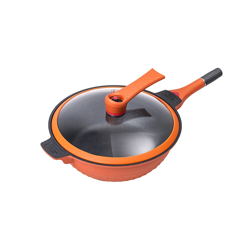 [A]帝伯朗米克斯二代不粘锅微压炒锅多功能燃气灶电磁炉通用32cm 伽罗橙