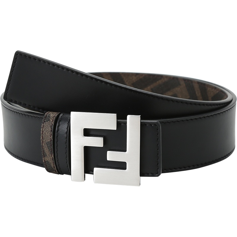 FENDI 男士 牛皮/涂层织物板扣式双面皮带腰带7C0424 AFF2