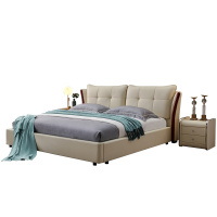 A家家具 床 皮艺床皮质床 真皮床 简约现代卧室家具金属框架软靠双人床 DA0171