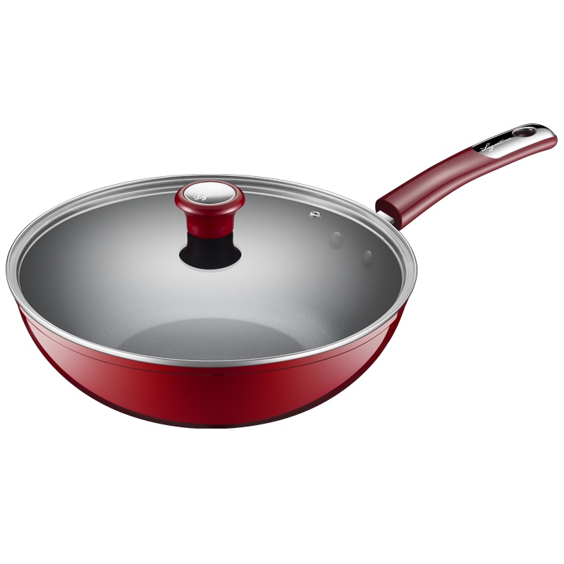 意大利Lagostina贝伽系列炒锅不粘锅拉歌蒂尼通用高颜值时尚30厘米长柄中式炒锅