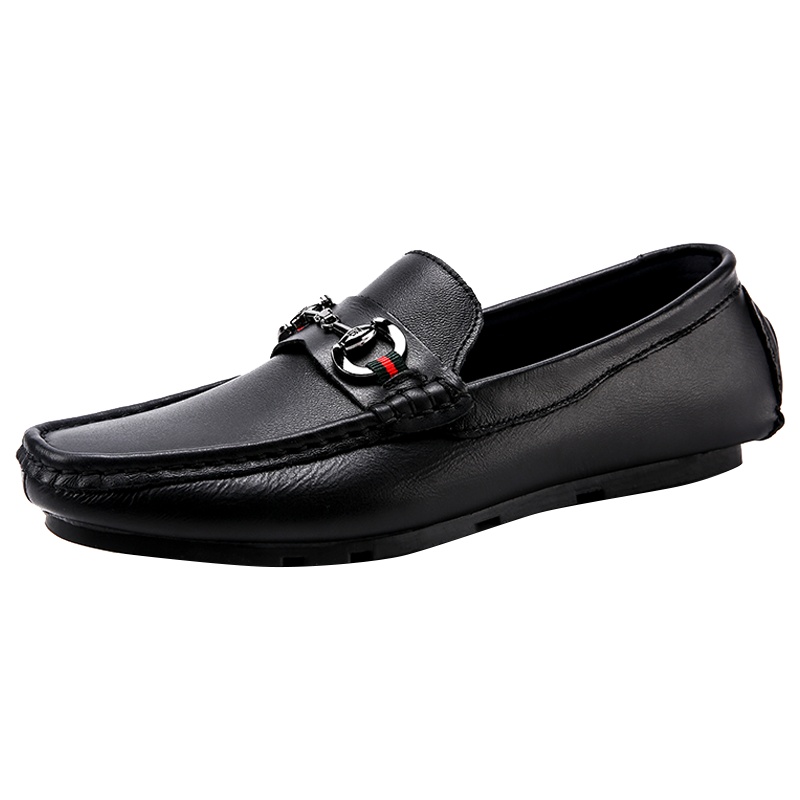 木林森男鞋2020春季新款英伦休闲皮鞋男士一脚蹬皮鞋软底豆豆鞋子