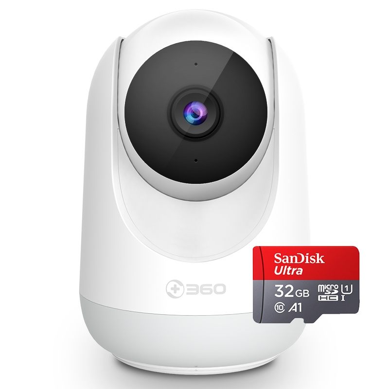 360摄像头监控 云台标准版1080P wifi监控器高清夜视室内家用 手机无线网络远程智能摄像机+闪迪32G内存卡