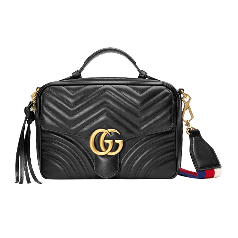 QH GUCCI 古驰 女士黑色皮革单肩手提挎包 498100-DTDPT-8975