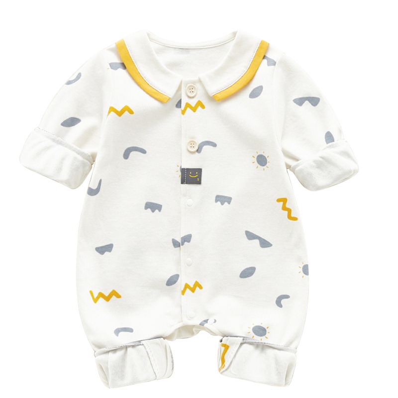 优简宝宝连体衣春夏婴儿外穿夹棉圆领对襟连体衣长爬服外出服儿童家居服