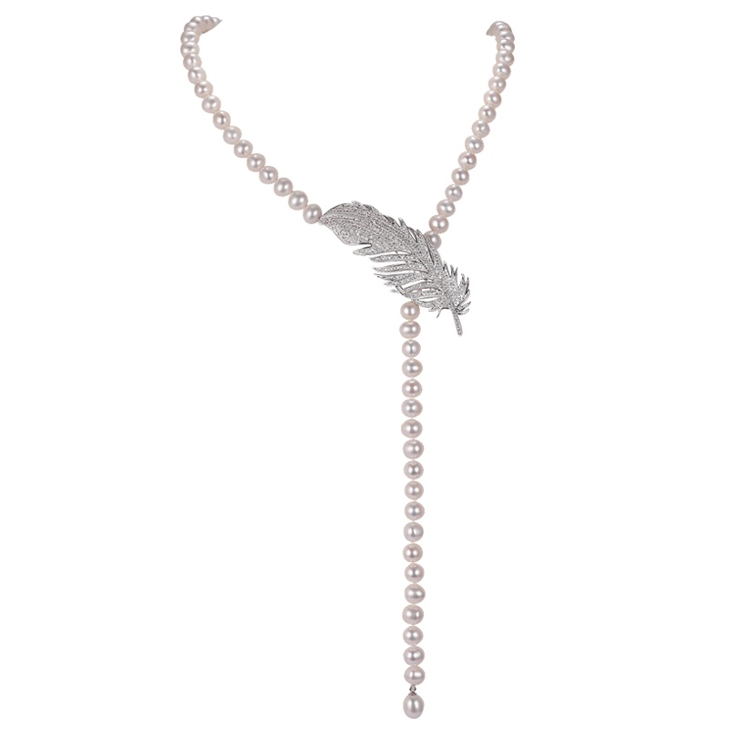 佰色传情强光天然淡水珍珠毛衣链项链首饰法式优雅时尚气质长款