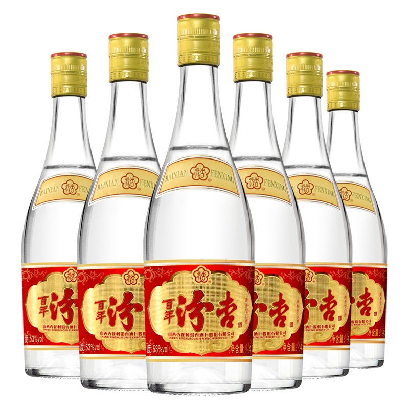 百年汾杏 V6 53度 425ml*6瓶整箱装 清香型白酒