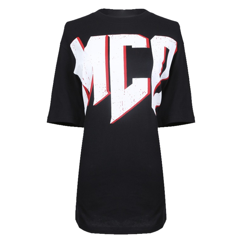 MCQ女士黑色棉质圆领短袖T恤衫494256 RMJ70 1000