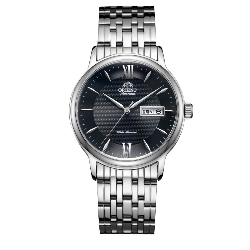 东方双狮手表男全自动机械表 日本进口男表可手动上链双日历钢带表男 SAA05003BB黑盘钢带