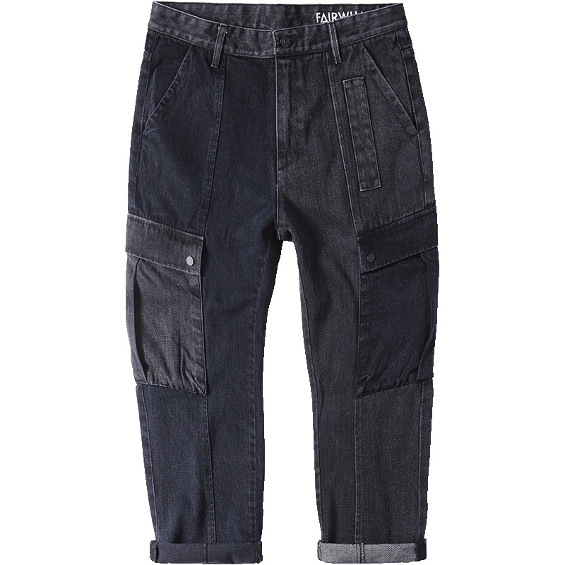 马克华菲男装新款个性工装裤子九分裤男式牛仔裤