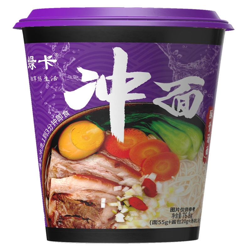 绿卡豚骨汤面(手工面) 非油炸 汤面 方便速食面 豚骨汤面 6杯装