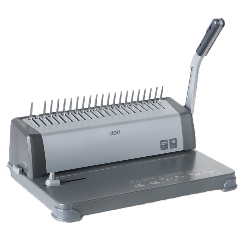 得力deli3872手动装订夹条胶圈装订机 梳式文件打孔器 21孔打孔机合同装订