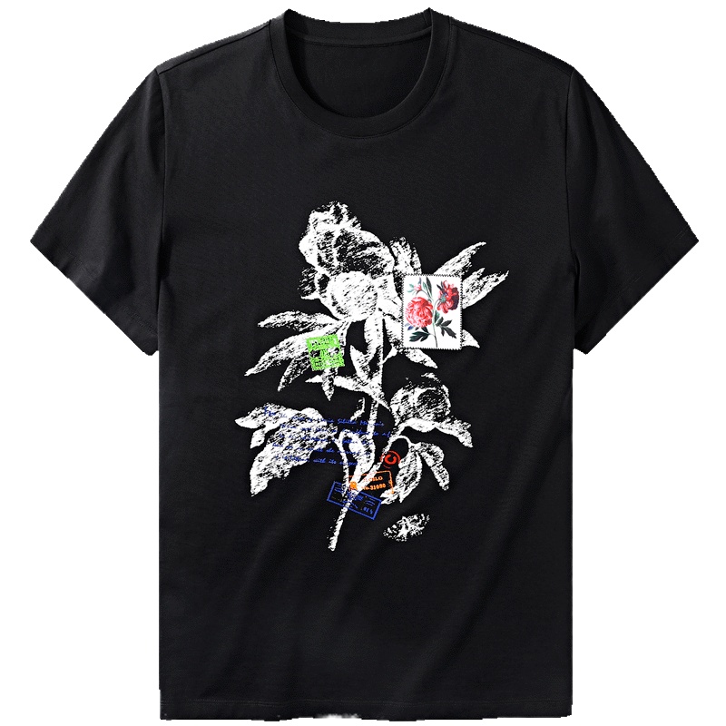 布先生纯棉短袖T恤衫 圆领印花男士休闲上装夏AT10502