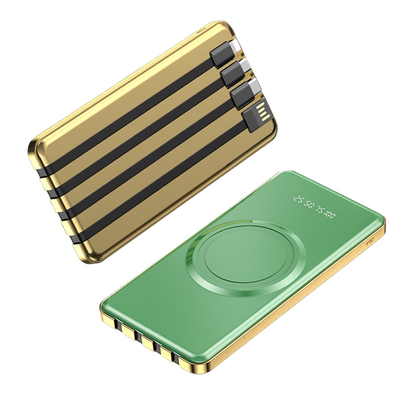 优束 充电宝超大容量自带充电线三合一超薄小巧便携20000毫安适用于小米华为vivo苹果手机专用快充无线充移动电源