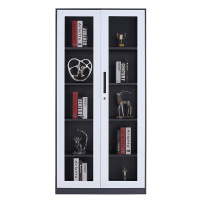 东港家具 窄边套色钢制加厚员工铁皮更衣柜储物寄存包鞋柜泳池车间职工宿舍浴室换衣柜多门带锁柜灰白色可定制 窄边通玻文件柜