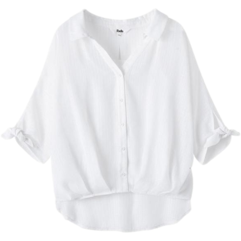 白色雪纺衫女装2019夏新款潮两件套衬衫宽松超仙上衣格纹图案衬衣