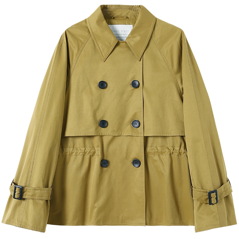 云上生活春装简约文艺韩版双排扣收腰女式外套