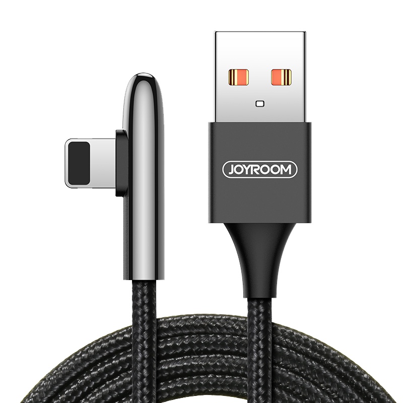 机乐堂 苹果弯头 编织 手游快充线 支持iPhoneXS/max/6s/7p/8plus/xr/iPad 1.2米 黑色