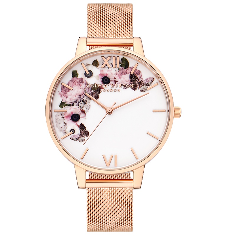 OLIVIABURTON英国进口 大表盘银带气质优雅时尚女士石英表OB16WG18 女表腕表38mm