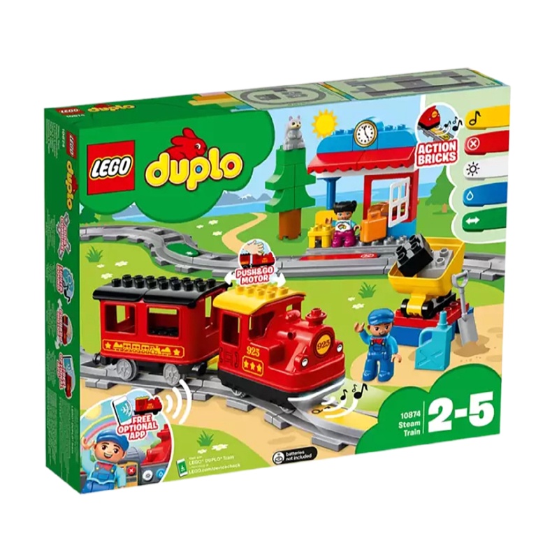 [全球购]乐高10874智能蒸汽火车遥控轨道大颗粒益智车积木玩具   益智  儿童成人玩具  送礼