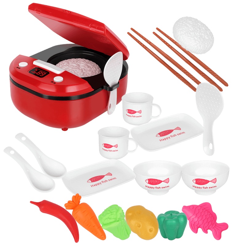 纽奇(Nukied)儿童过家家玩具做饭厨房玩具仿真电饭锅男孩女孩益智玩具 厨房电饭锅-红色