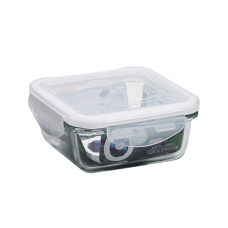 普业PY-1906正方形玻璃保鲜盒550毫升ML密封冰箱食品盒便当盒保鲜盒耐热玻璃保鲜盒饭盒便当盒冰箱整理盒微波炉专用