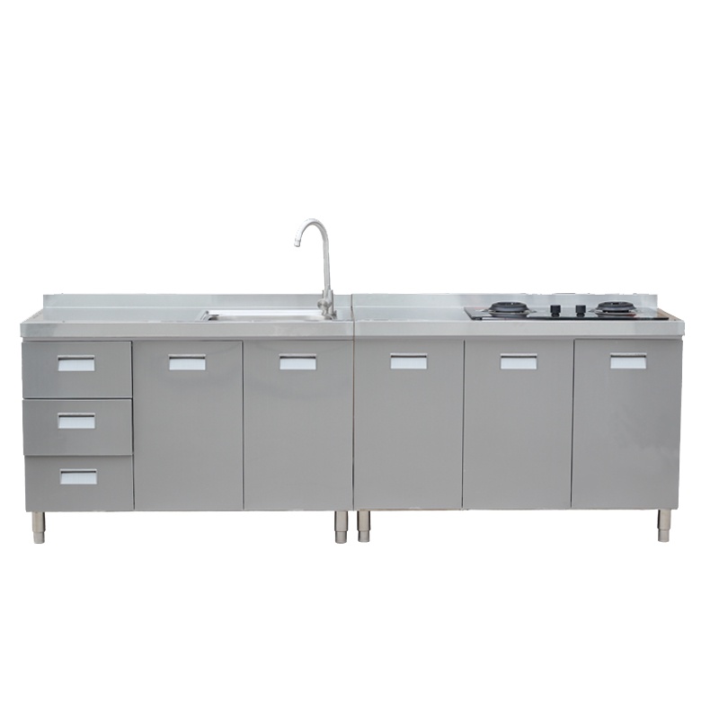 定制整体不锈钢橱柜古达组合定制橱柜灶台厨房储物柜多功能经济家用洗菜池_201不绣钢五门灶台水池柜