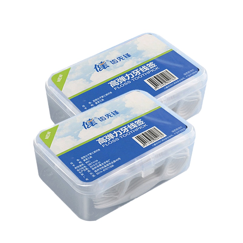 [2盒100支装]健牌高弹力牙线签家庭装牙签一次性牙线棒刷