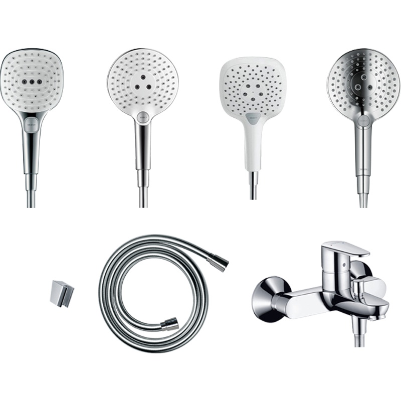 德国汉斯格雅hansgrohe飞雨/沄雨120花洒套装挂墙式铜质冷热龙头套装31642007+126521407