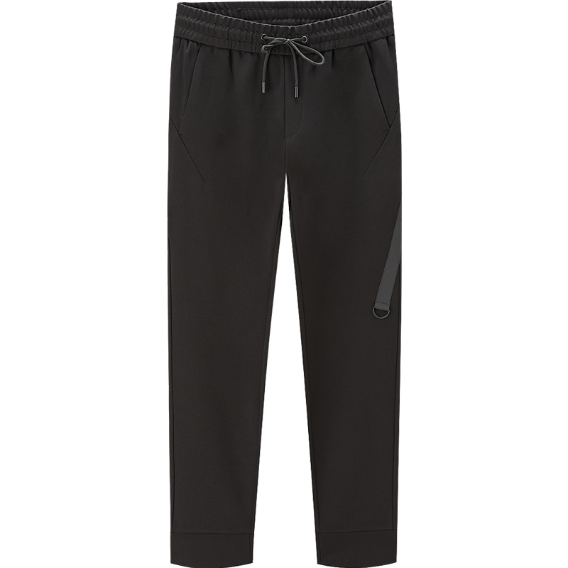 HLA海澜之家舒适松紧腰休闲裤2019秋季简约净色长裤男-HKCAJ3R240A