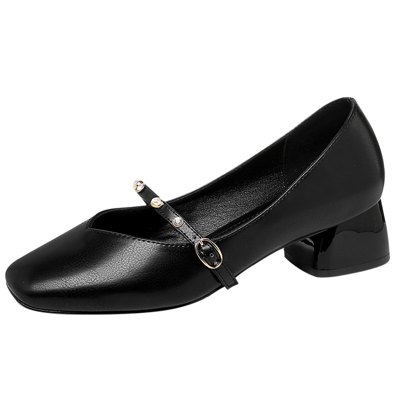 百年纪念Centenary潮流方头浅口镶钻套脚粗跟单鞋女鞋1743