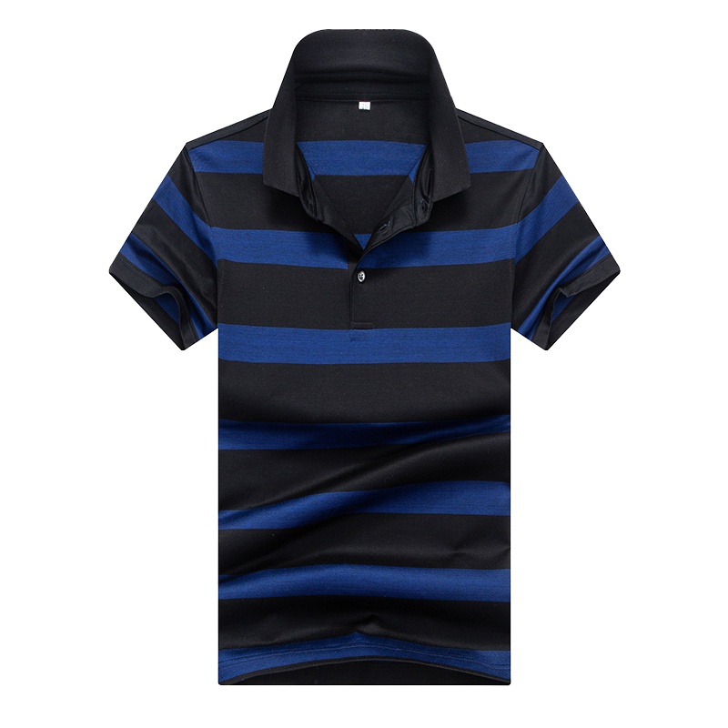 雅鹿男装POLO衫男夏季垂顺透气光泽100%丝光棉条纹男士短袖T恤AC01FXTB20163