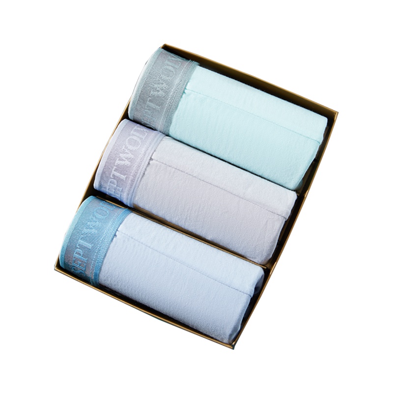 七匹狼 3条装舒适凉感薄款明筋纯色中腰平角纯棉男士内裤男