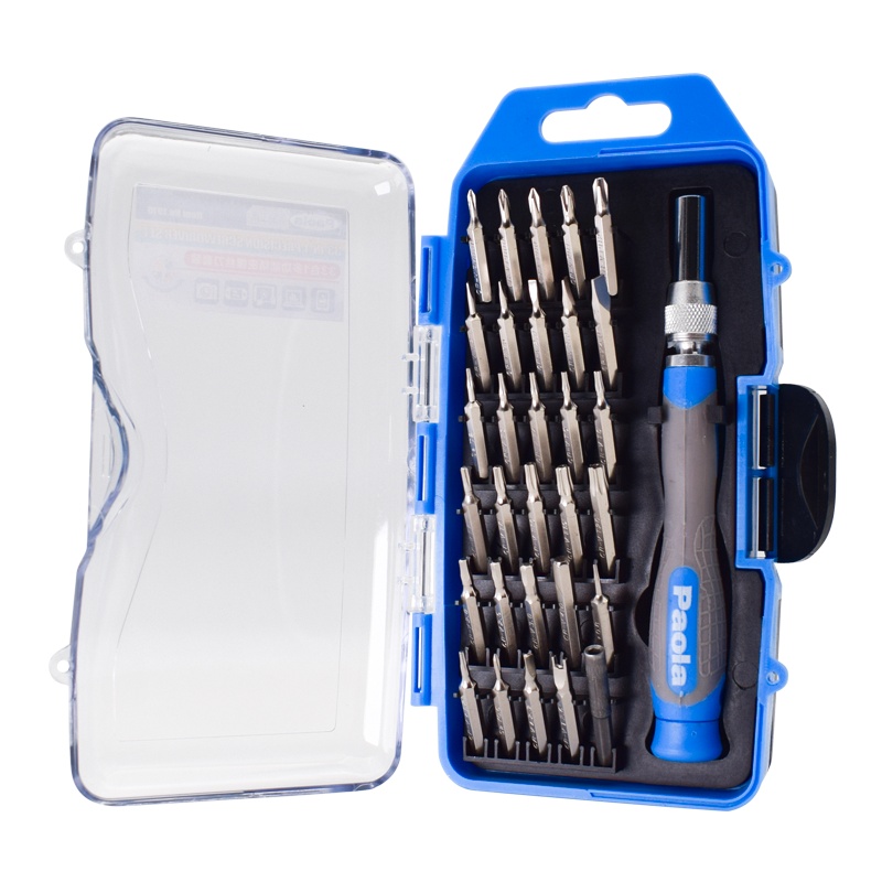 保拉(Paola) 螺丝刀套装33件 精密十字一字内六角梅花带磁性批头 苹果小米华为手机笔记本拆机维修工具1916