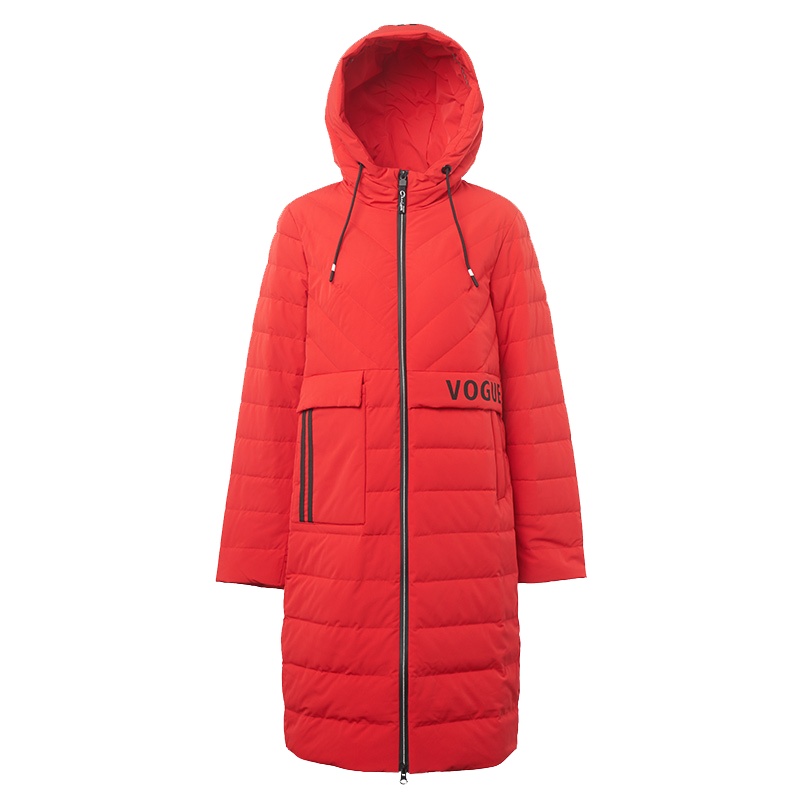 千仞岗秋冬新品简约中长款羽绒服女连帽休闲冬装女外套