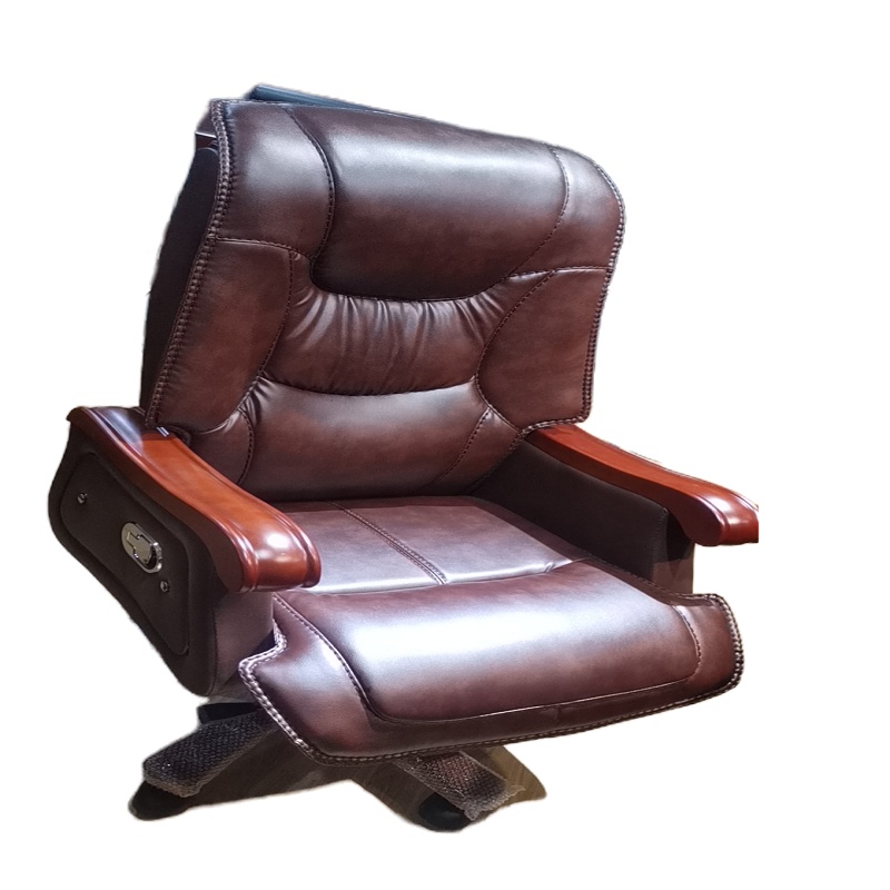 鑫智创办公室老板椅可躺总裁椅液压杆实木皮质椅子