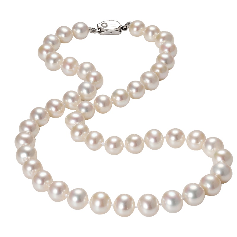 佰色传情9-10mm正圆形强光淡水珍珠项链母亲节礼物送长辈送朋友女友礼物生日节日礼物