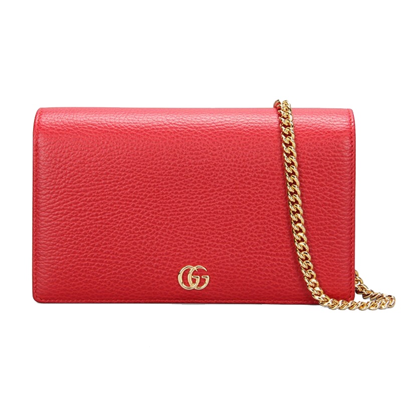 [海外直邮]GUCCI 古驰女包Marmont系列红色迷你链条单肩斜挎包497985 CAO0G 6433