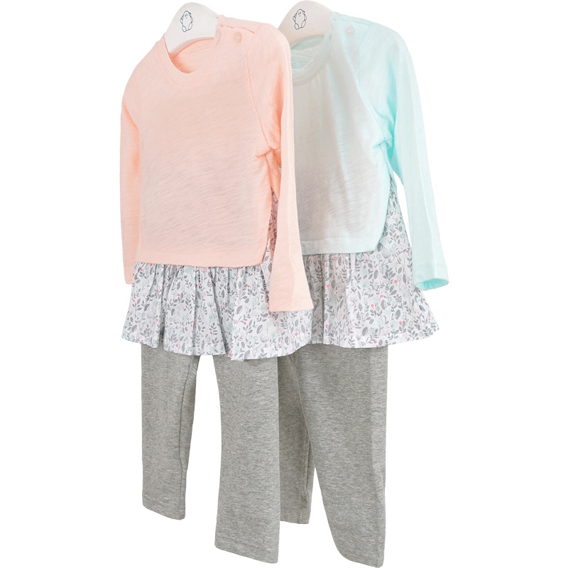 男女童春季新品套装长袖圆领宽松下摆休闲两件套1-5岁80-120cm