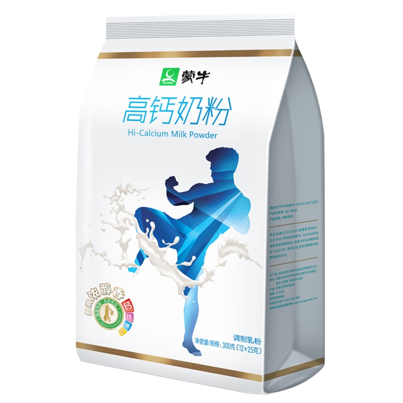 蒙牛(MENGNIU)高钙袋装牛奶粉300g 内含12小条袋装成人全家强化钙质